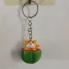 4pcs Watermelon Laughing Cat Keychains Pendant Cute Anime Figure Bag Key Rings Kawaii Car Keys Chain Trinket Cartoon Keyring Charms Fashion Accessories