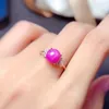 Cluster Rings 8mm Ruby Star Sapphire Sterling Silver Engagement Ring Pink Birthstone Jewelry