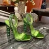 Sandals Aquazzura Satin Crystal Decorative High Heeled Sandal Rhinestone -incrusted strap keels keel sky -high high for women summer summer super the shoes party 33