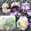 2017 Bukett Cover 5 Colors Champagne Pink Purple Light Green Roses Bridal Bouquets For Weddings and Valentine's Day326s