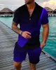 Tute da uomo Estate Uomo Polo a maniche corte Pantaloncini da spiaggia Set da 2 pezzi Tuta oversize stampata in 3D Completo sportivo casual