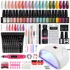 Nail Art Kits 20-teiliges Gel-Nagellack-Set mit Lampenbohrmaschine, Verlängerungsset, semi-permanenter UV-Lack, Poly-Gele