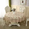 Nappe de Table en dentelle, nappe ronde pastorale, couverture brodée pour la maison, décoration en or Rose, serviette de maison