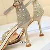 BIGTREE SHOES RHINESTONE HIGH HEALS KVINNA PUMPAR SEXY KITTEN HOLLER Party Shoes Open Toe Women Sandals Heel Stiletto Wedding Shoes 240119