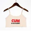 Women's Blouses Shirts Women's Sexy Elastic Cotton Camis Sleeveless Short DADDY CUMINME Letters Print Crop Top New Fashion Women's Summer Tank Top Bar YQ240120