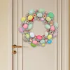 Decorative Flowers 16inch Colorful Easter Egg Wreath Decoration Welcome Sign Artificial For Entryway Sturdy Accessories Multifunctional