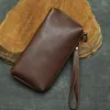 Wallets Men Cluth Bag Wallet Soft Genuine Leather Purse Handy Money Wristlet Male Large Capacity Zipper Phone