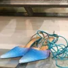 Sandalias Moda Satén Gota de agua Tacones altos 2024 Verano Degradado Puntiagudo Hebilla envuelta Tacón fino 34-41 Zapatos de mujer