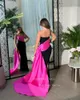 Party Dresses Charming Pink/Black Satin Evening Strapless Floor Length Simple Arabic Women Formal Gowns Modern Dress