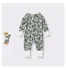 Bambu baby romper långärmad dubbel dragkedja onesie bambu viskostryck jumpsuit babykläder 0-24m 240119