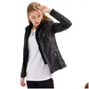 Womens Leather Faux S-4Xl Pu Jacket Lente Herfst Vrouwelijke jas Capuchon Rits Tweedelige Afneembare Dames Bovenkleding H80 Drop Delivery Ap Dhkyl