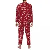 Mannen Nachtkleding Witte Muzieknoten Pyjama Set Muzikant Trendy Mannelijke Lange Mouwen Casual Thuis Tweedelige Nachtkleding Plus Size