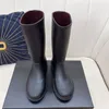 Bottes de pluie en caoutchouc à bout rond pour femme, chaussures de printemps et d'automne à fond épais, mi-mollet décontractées