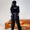 Women Set Designer Two-piece Suit Casual Loose Blazer Wide Leg Pants Two-piece High Waisted Single-breasted Suit