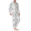 Men's Sleepwear Summer Vacation Autumn Sailing Coastal Nautical Casual Oversize Pajama Set Man Long Sleeve Comfortable Sleep Nightwear