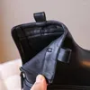 Stivali Moda Bambini PU Pelle Caviglia 2024 Nero Scarpe per bambini Principessa Ragazze Antiscivolo Scaldapiedi Neve 26-37