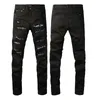 Designer Mens AM Jeans Purples Calças Jeans para Homens Rasgado Bordado Pentagrama Patchwork para Marca de Tendência Motocicleta Calça Skinny Roupas Masculinas