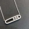 Luxury Designer Pin Pendant Necklace S925 Sterling Silver Link UNO MOVE DESIGNER TRE MOVERABLE DIAMOND HOLLOW Square Charm Short Choker för kvinnors smycken