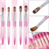 100% Pure Kolinsky Acrylic Brush UV Gel Carving Pen Liquid Powder Diy Nail Drawing Flat Crimped Pink Relief Metal Nail Art Brush 240119