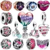 Neue 100% Sterling Silber Rosa Paar Romantische Charms Perlen Mode Schmuck Fit Original Armband Anhänger Halskette