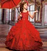 Red Girl039s Pageant Dresses cute toddler Sparkle Beauty with Beads Ball gown Satin Lace Little princess Child dress Flower gir9452144