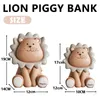 Dessin animé Lion mignon tirelire pour enfants cadeau d'anniversaire boîte d'économie de pièces de monnaie étui de rangement figurines d'animaux ornements décor à la maison 240118