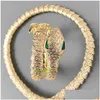 Bracelet Necklace Designer Collection Style Dinner Party Choker Neckhole Settings Fl Diamond Plated Gold Green Eyes Snake Serpent Snak Dhdl7