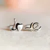 Stud Earrings Creative English Letter Love Confession Fashionable And Minimalist Silver Color Niche Sweet Jewelry Cute Gift