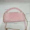 Borse da sera Borsa da donna invernale con perline di alta qualità Borsa a tracolla da donna con patta rosa colorata intrecciata a mano con fibbia magnetica