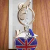 Portachiavi 2 pezzi Portachiavi Decorazione Zaino da donna Borsa Union Jack Ciondolo decorativo Borsa da donna Bandiera britannica Anello Strass Miss