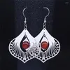 Boucles d'oreilles pendantes en acier inoxydable pour femmes, style bohème, fleur, pierre naturelle, goutte, couleur argent, Bijoux Boho, E8015S04, 2024