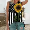 Women's Tanks Sunflower Floral 3D Print Tank Top Summer Women Casual Streetwear Y2k Tops Oversized Vest Off Shoulder Sleeveless Woman