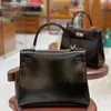 10s Designer Bag Box Leather Couro genuíno de esconder-saco de saco de saco de cera 25 cm All Black Totly Handmade