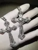 Pendentif croix en diamant Long en or 14 carats, en argent Sterling 925, pendentifs de fête de mariage, collier pour femmes et hommes, bijoux cadeau 240118