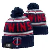 Twins beanie kninted Minnesota Hats Sports Teams Baseball Football Basketball Caps Women Men Pom Fashion Winter Top Caps Sport Hats A.