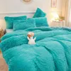 Ensembles de literie épaissi chaud laine d'agneau peluche couette 1 pcs haut de gamme luxe vison velours housse de couette taie d'oreiller hiver fille lit décor