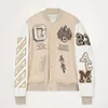 Autumn Winter High Street OW Letter Embroidered Baseball Uniform Jacket for Men Vintage Patchwork Coat Streetwear 240119