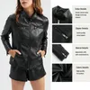 Women's Jackets Stand-up Collar Women Jacket Faux Leather Stylish Winter Windproof Coat With Stand