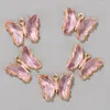 チャーム5pcs/lotバタフライクリスタルペンダントグラデント色光沢のあるガラス動物の宝石のための韓国の鎖骨チェーンネックレスDIY