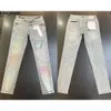 Purple Jeans Mode Hommes Designer Slim Skinny High Street Denim Bleu Clair Pâte Tissu Trou Taille 40 Hip Hop Gros Pièces % de réduction C1XP