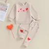 Kleidung Sets Baby Jungen Kleidung Brief Drucken Langarm Sweatshirt Elastische Hosen Set Für Kleinkind Mädchen Valentines Outfit