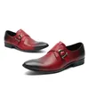 Dress Shoes Japanese Style Fashion Men Square Toe Buckle Genuine Leather Red Wedding Formal Business Party Man