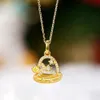 Nowy design Solid Gold Real Yellow Diamond Santa Hat Naszyjnik niestandardowy biżuteria na prezent świąteczny