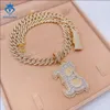 Модные ювелирные изделия в стиле хип-хоп на заказ, подвеска из стерлингового серебра 925 пробы с желтым золотом Vvs из муассанита с большой буквой для ожерелья