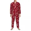 Mannen Nachtkleding Witte Muzieknoten Pyjama Set Muzikant Trendy Mannelijke Lange Mouwen Casual Thuis Tweedelige Nachtkleding Plus Size