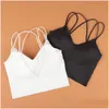 Yoga Outfit Lu Align Lemon Beauty Camisoles Tanques Ice Silk Back Sport Bras Mulheres Cross Straps Top Wireless Underwear Pushup Feminino Lin Dhkg1