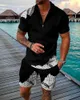 Tute da uomo Estate Uomo Polo a maniche corte Pantaloncini da spiaggia Set da 2 pezzi Tuta oversize stampata in 3D Completo sportivo casual