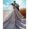Oszałamiający Brydek 2024 Arabian Sparkle Suknie ślubne V Szyjka Cequinia Luksusowa długie suknie ślubne Bliski Wschód Vintage Suknia ślubna