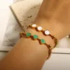 Braccialetti a maglie JINHUI Trendy Catena spessa Bracciale in acciaio inossidabile Conchiglia di malachite Amore Fascino elastico circolare per le donne Braccialetti Gioielli Regali