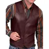 Men's Tank Tops European Business Vest V Neck Single-breasted Western Sleeveless Men Waistcoat For Horseback Riding Biker Leather Jacket